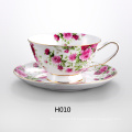 Flower design custom porcelain tea cups and saucers